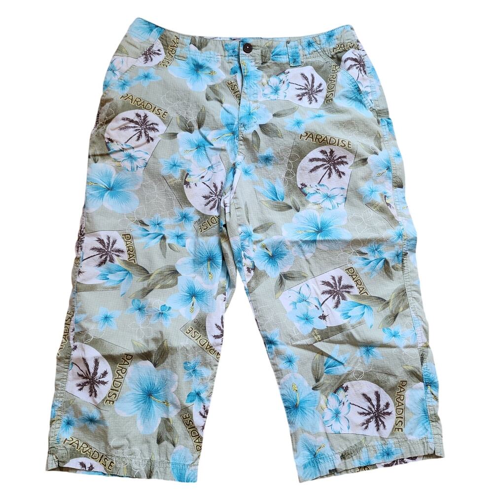 Caribbean Joe Capris Womens Size 32x20 Multicolor Floral Tropical Vacation